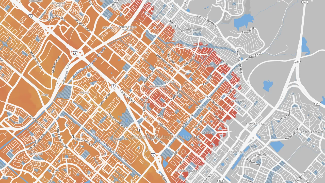 Transit Grade map of Northwood, Irvine, CA