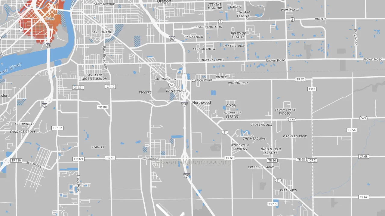 Transit Grade map of Northwood, OH