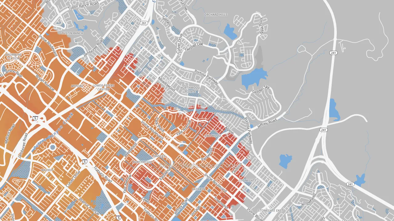 Transit Grade map of Northwood Point, Irvine, CA