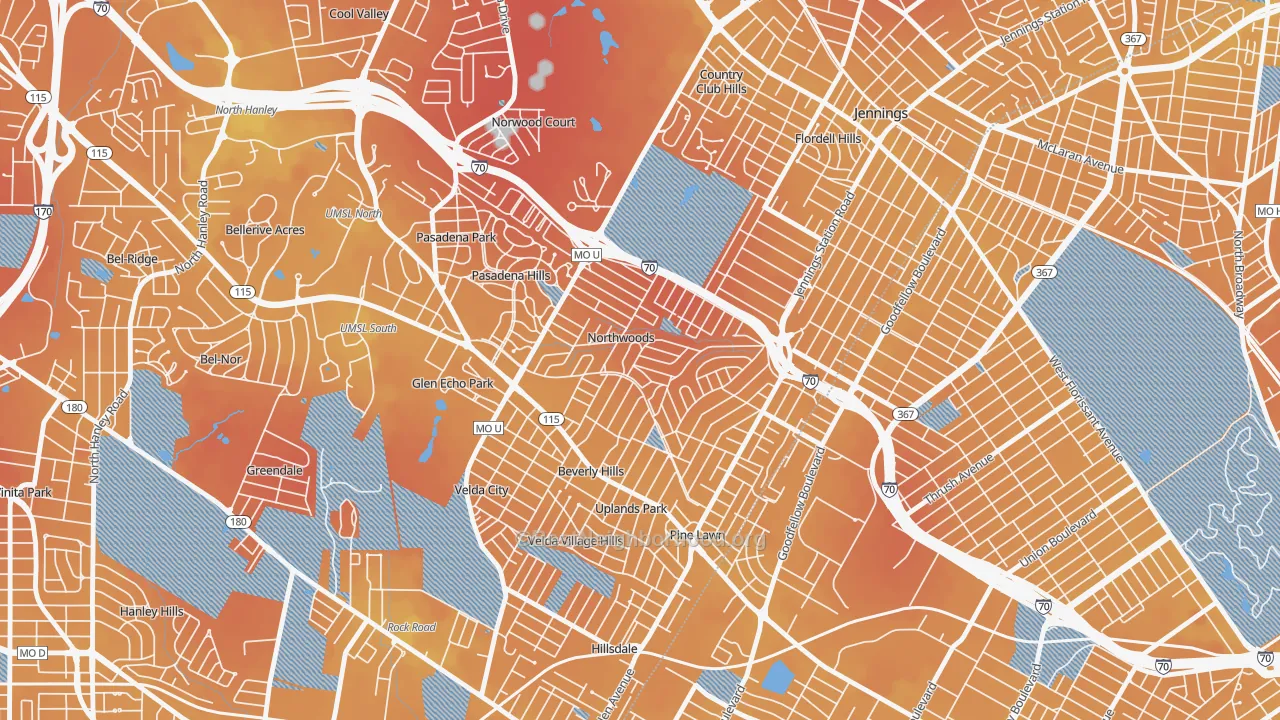 Transit Grade map of Northwoods, MO