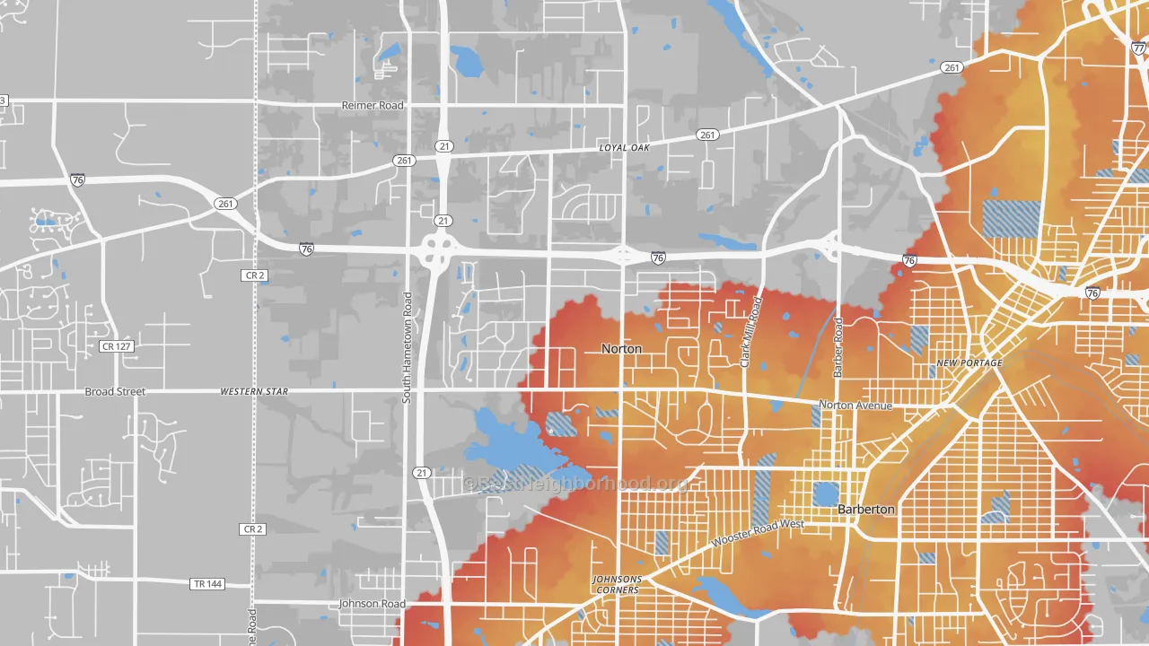 Transit Grade map of Norton, OH