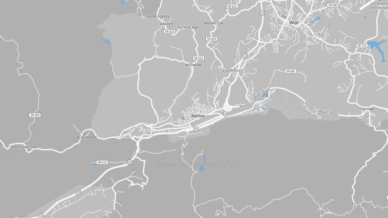 Transit Grade map of Norton, VA