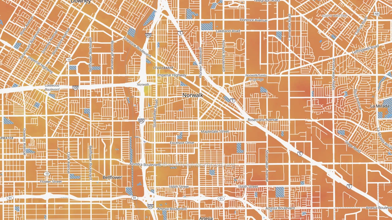 Transit Grade map of Norwalk, CA