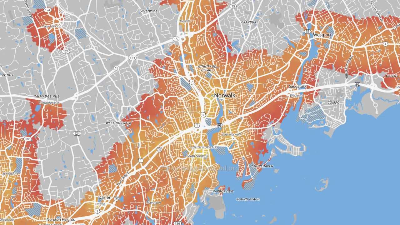 Transit Grade map of Norwalk, CT