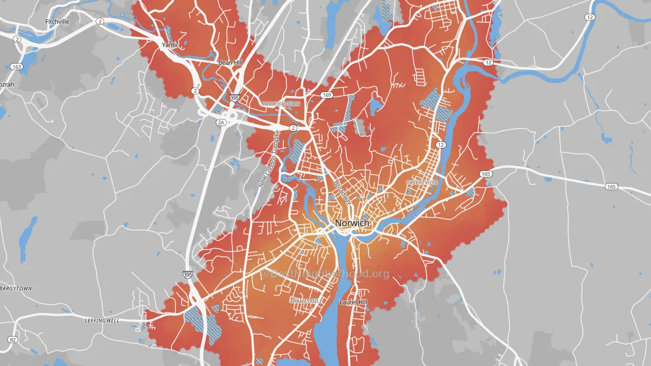 Transit Grade map of Norwich, CT