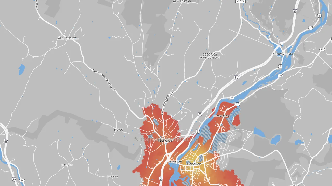 Transit Grade map of Norwich, VT