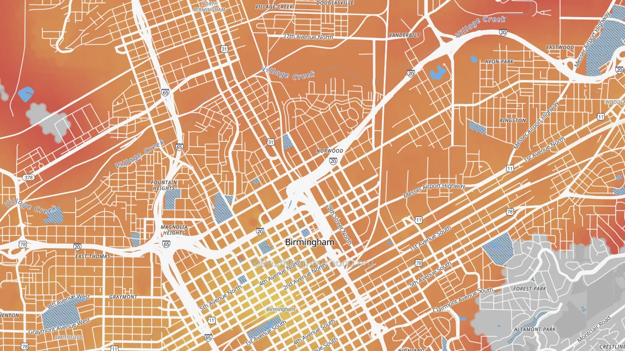 Transit Grade map of Norwood, Birmingham, AL