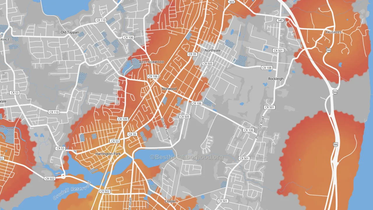 Transit Grade map of Norwood, NJ
