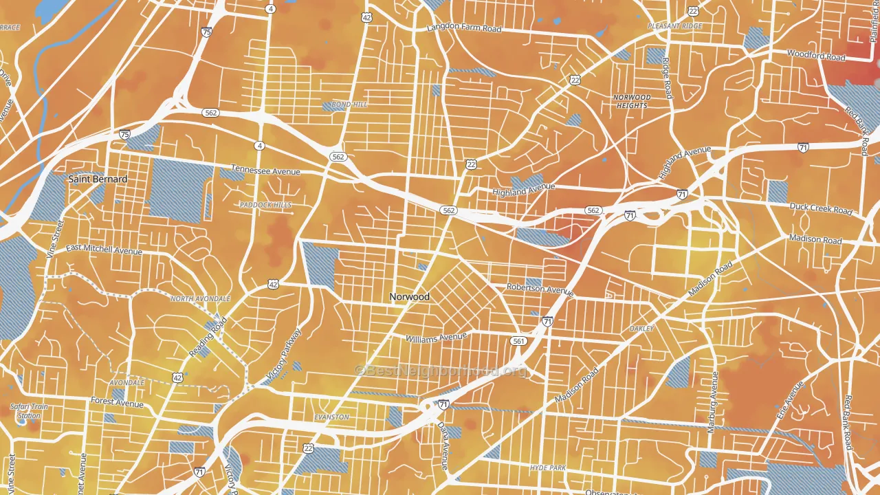 Transit Grade map of Norwood, OH