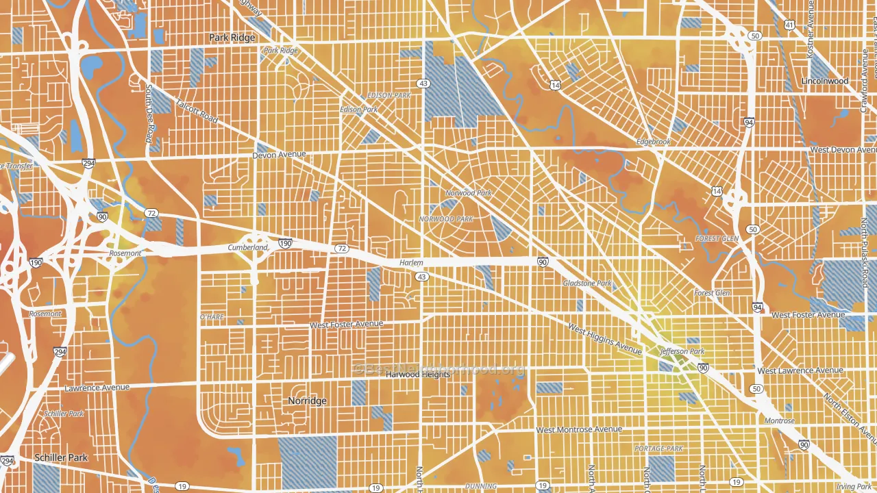 Transit Grade map of Norwood Park, Chicago, IL