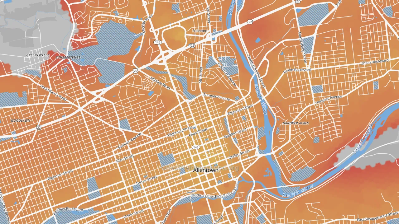 Transit Grade map of NoTi, Allentown, PA