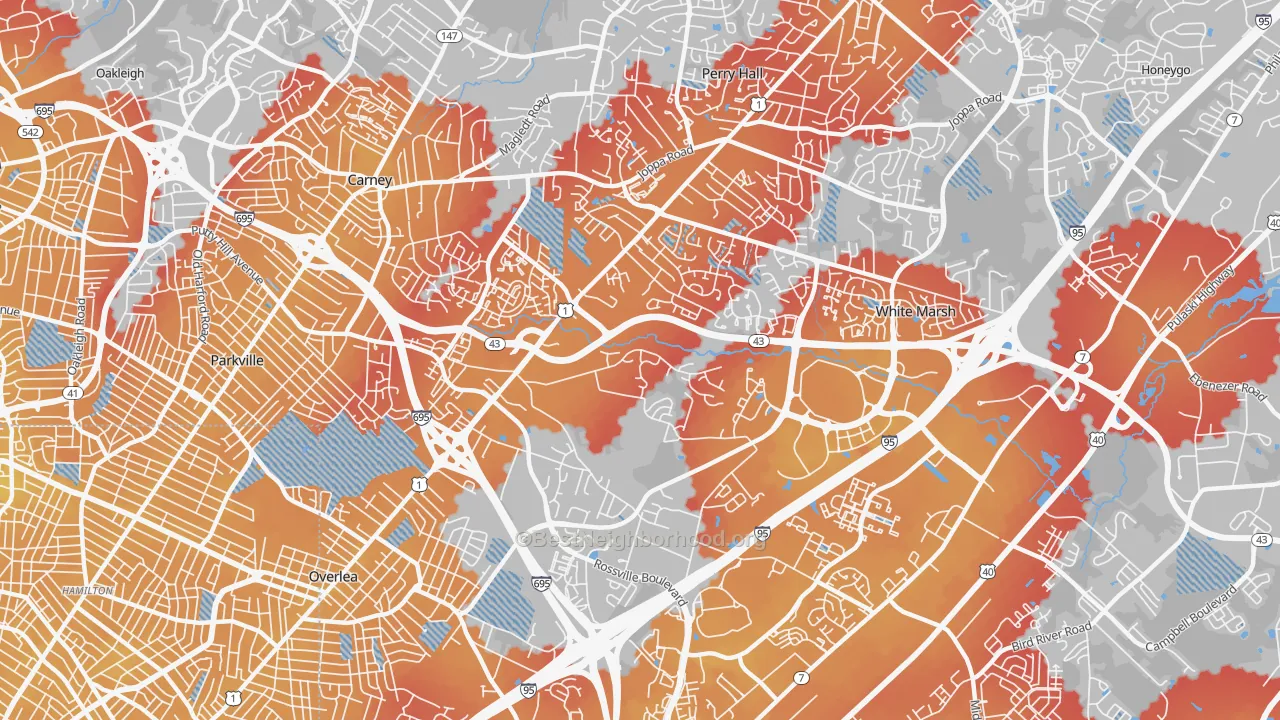 Transit Grade map of Nottingham, MD