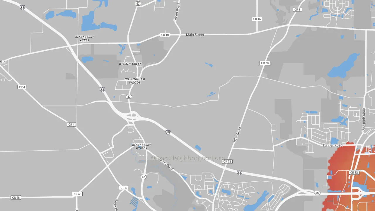 Transit Grade map of Nottingham Woods, IL