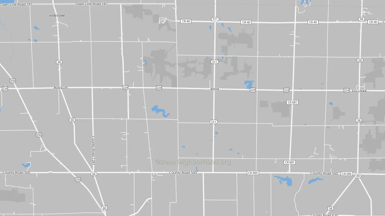 Transit Grade map of Nova, OH