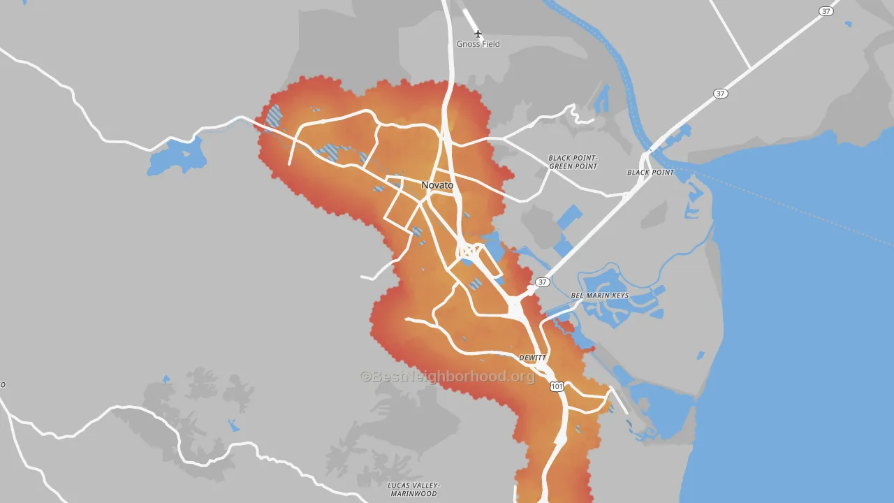 Transit Grade map of Novato, CA