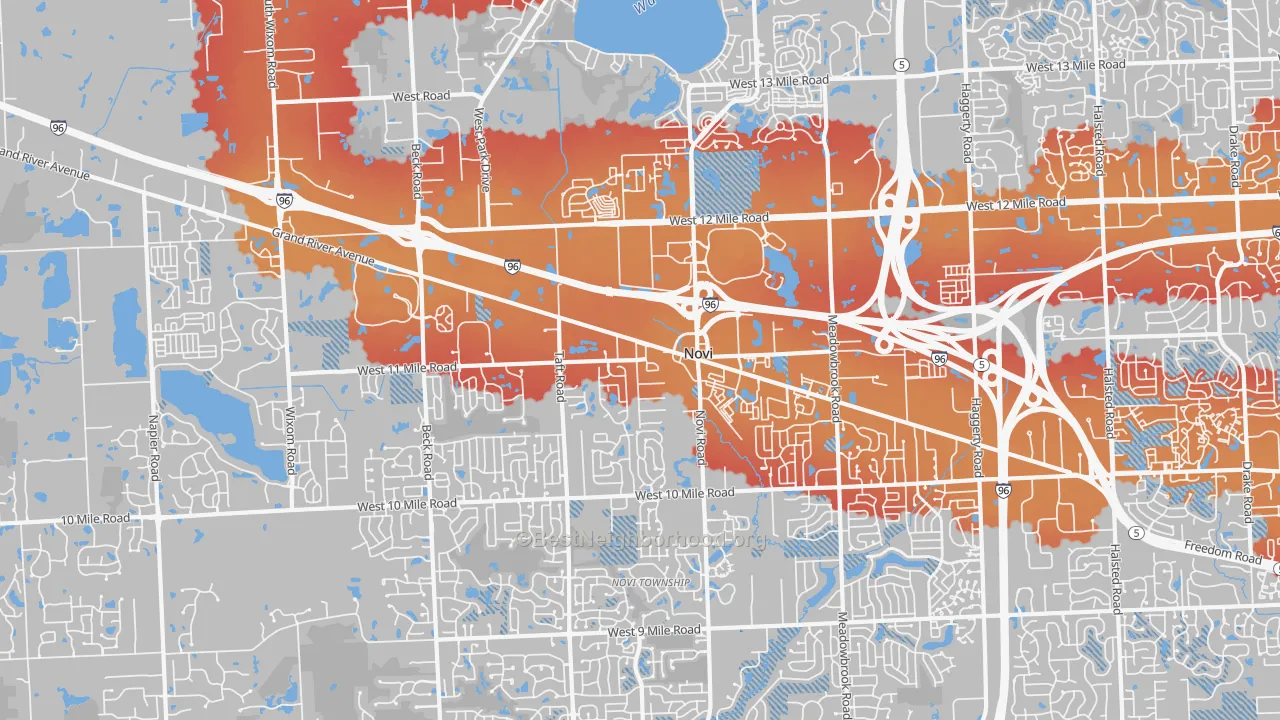 Transit Grade map of Novi, MI