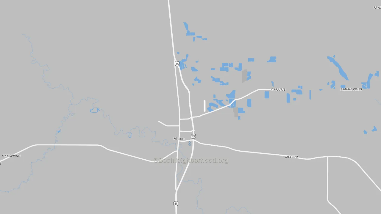 Transit Grade map of Noxubee County, MS