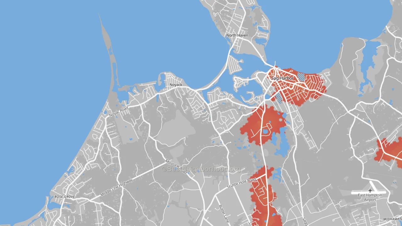 Transit Grade map of Noyack, NY