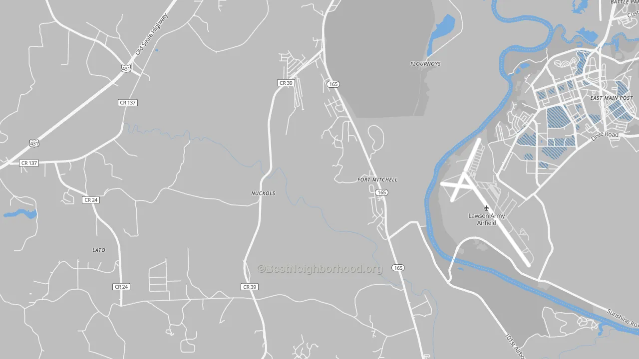 Transit Grade map of Nuckols, AL