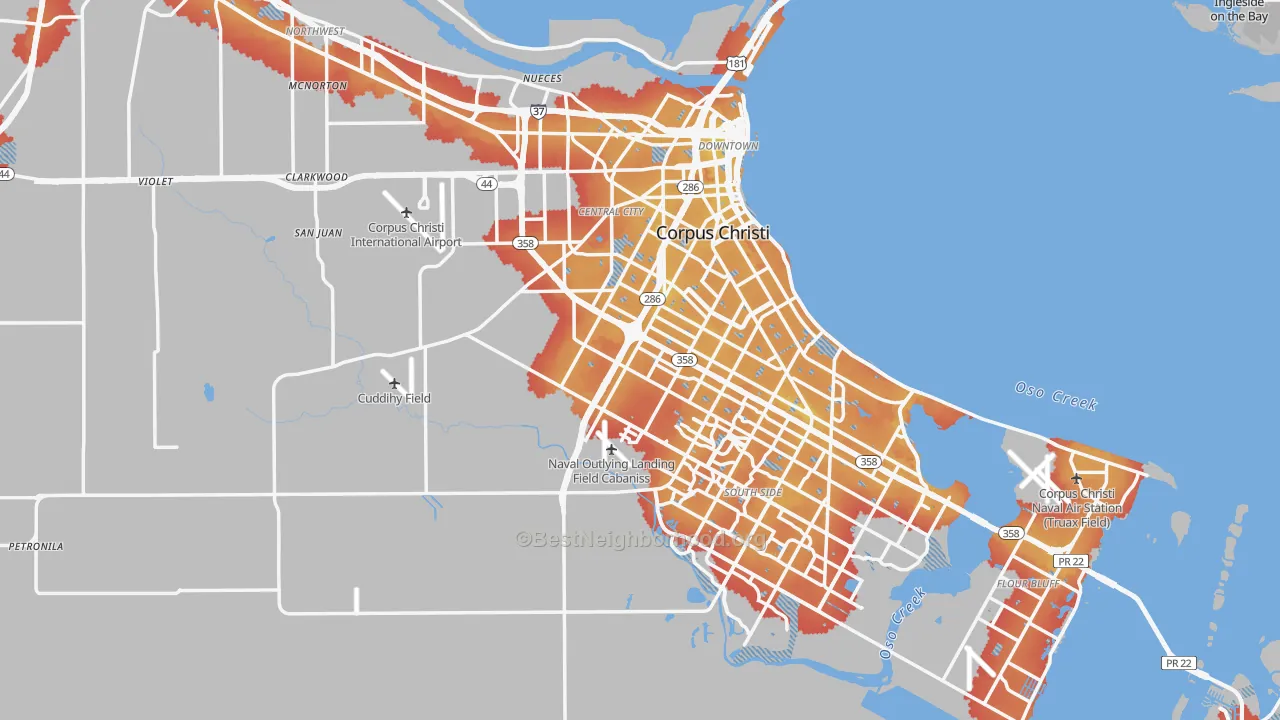 Transit Grade map of Nueces County, TX