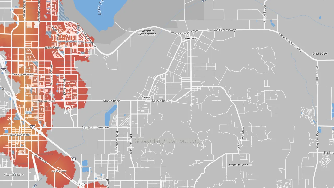 Transit Grade map of Nuevo, CA