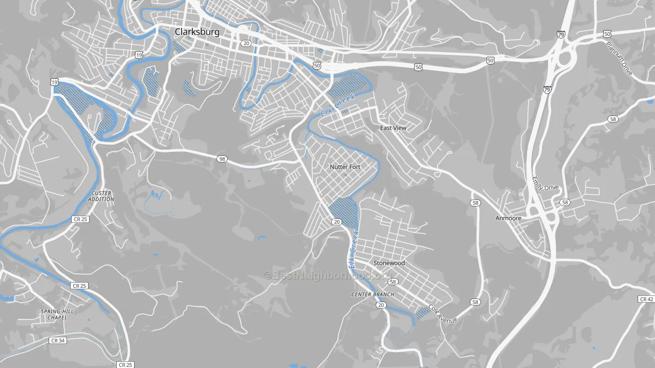 Transit Grade map of Nutter Fort, WV