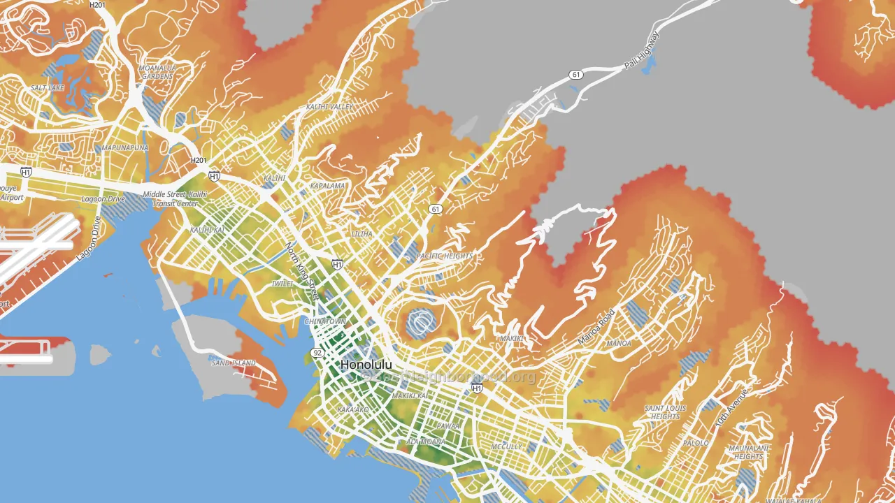 Transit Grade map of Nuuanu-Punchbowl, Honolulu, HI
