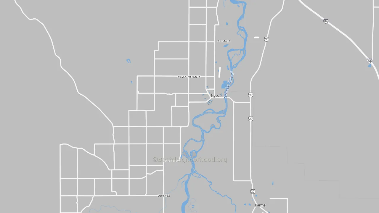Transit Grade map of Nyssa, OR