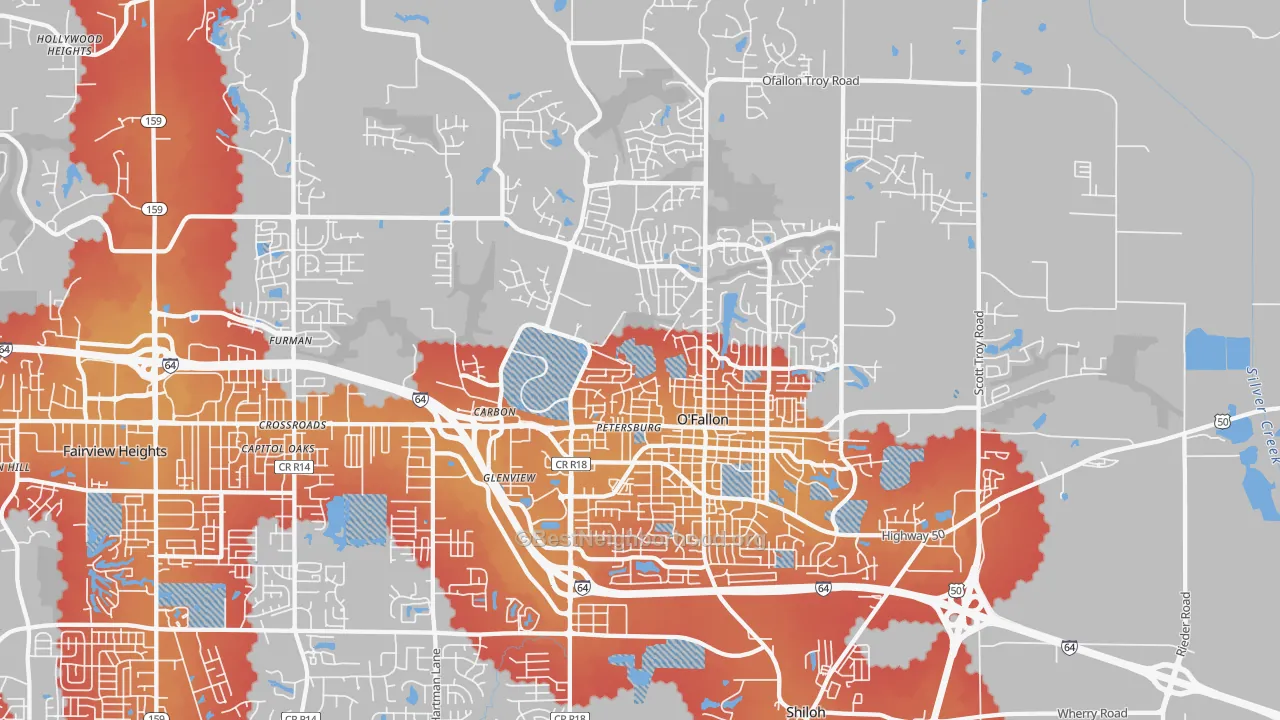 Transit Grade map of O'Fallon, IL