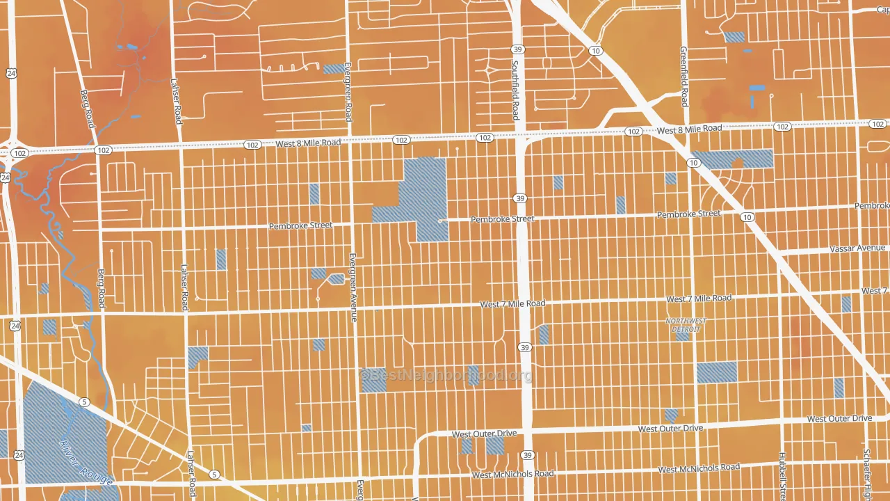 Transit Grade map of O Hair Park, Detroit, MI