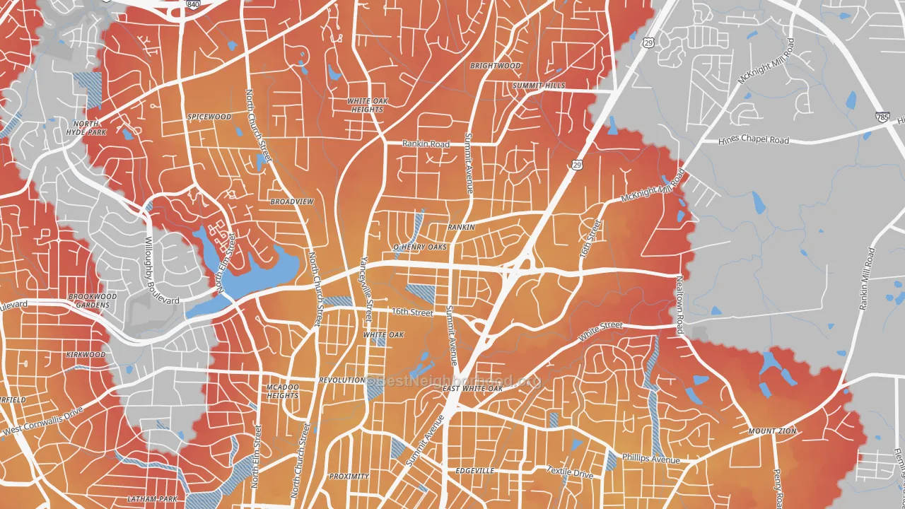 Transit Grade map of O Henry Oaks, Greensboro, NC