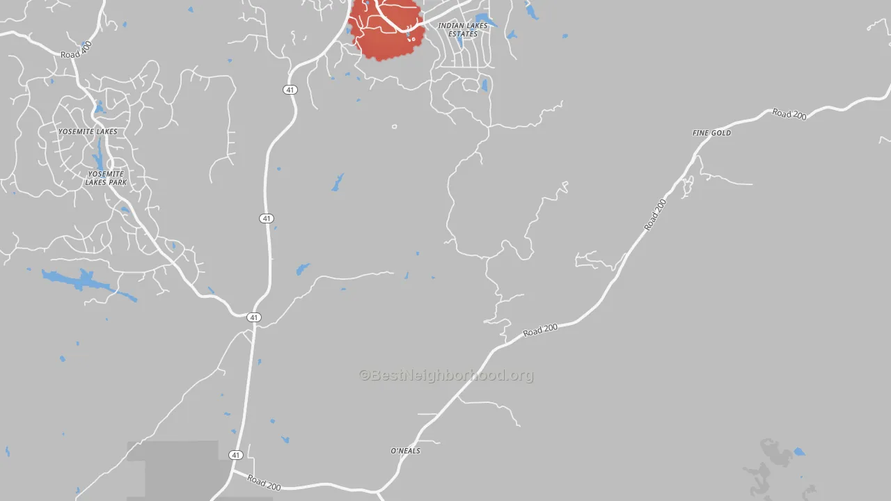 Transit Grade map of O'Neals, CA