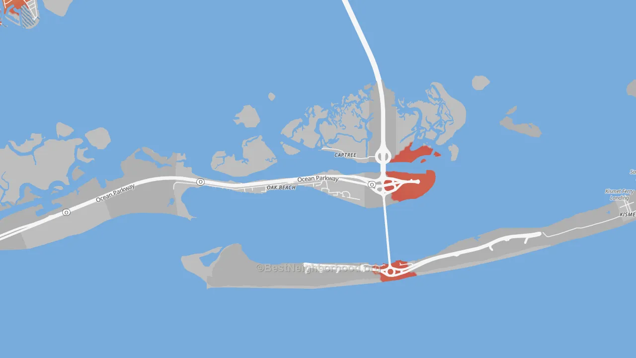 Transit Grade map of Oak Beach, NY