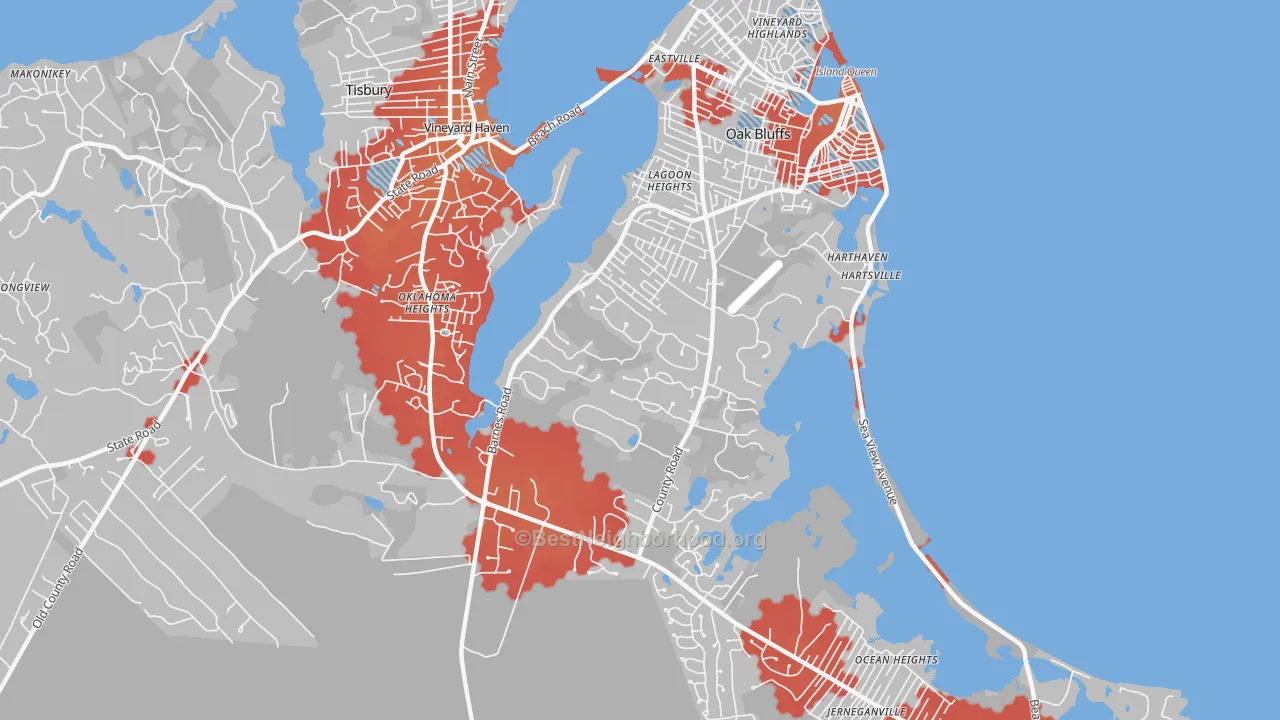 Transit Grade map of Oak Bluffs, MA
