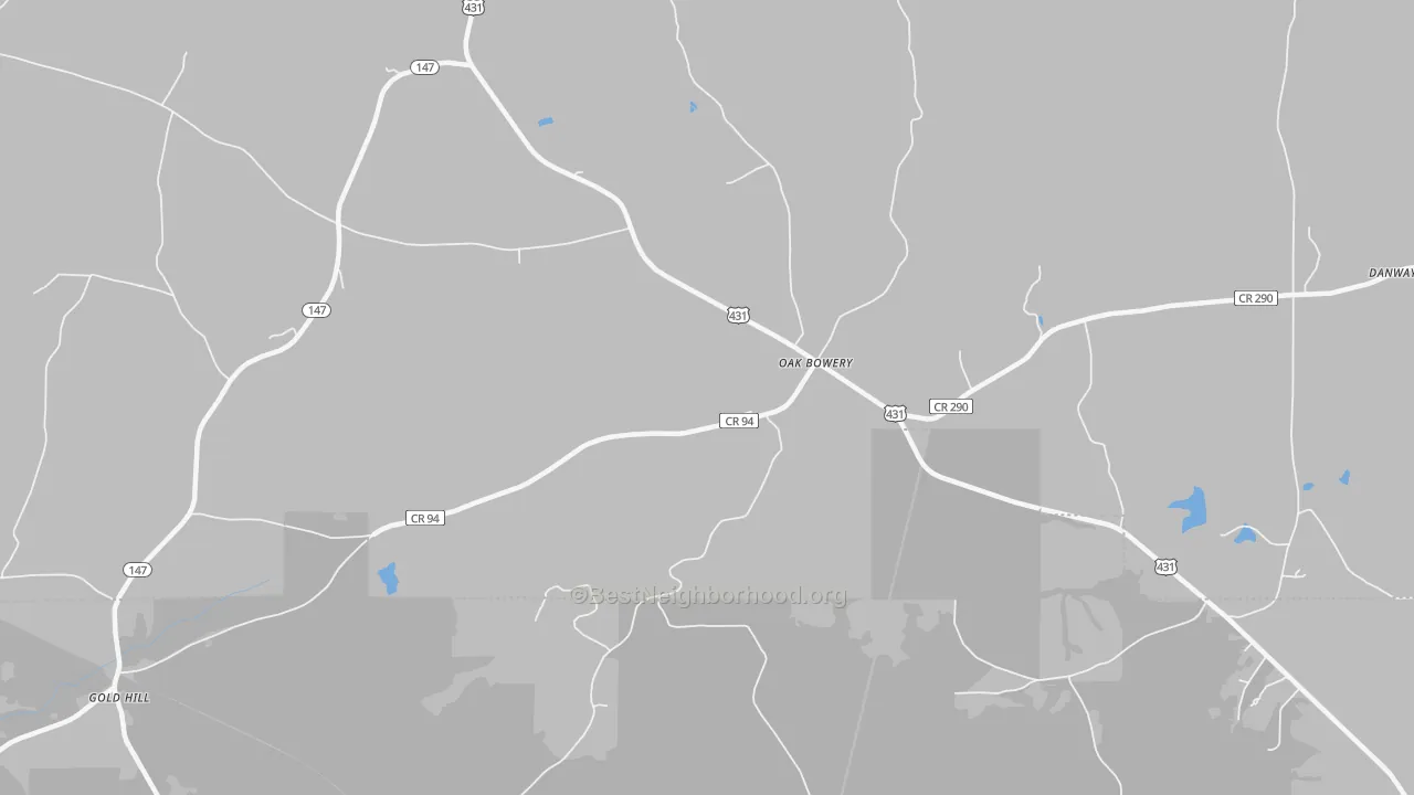 Transit Grade map of Oak Bowery, AL