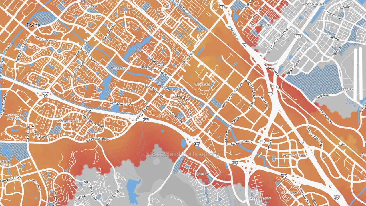 Transit Grade map of Oak Creek, Irvine, CA