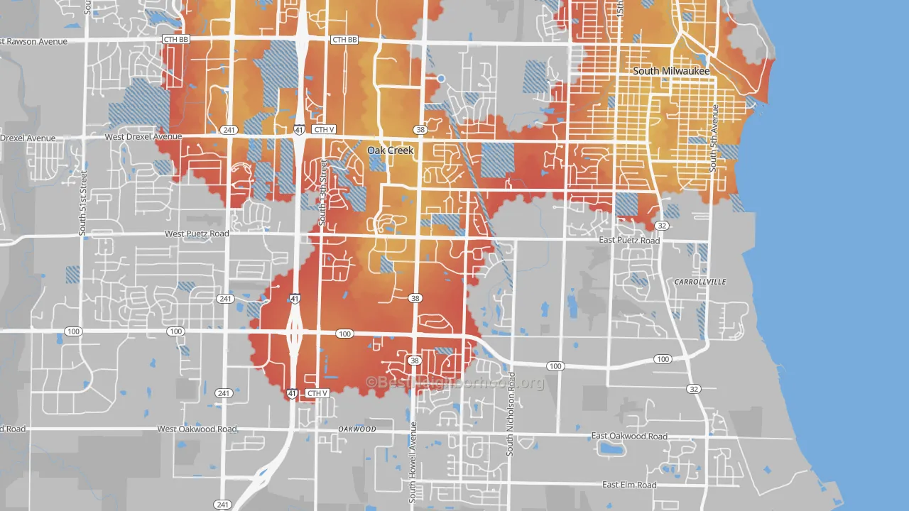 Transit Grade map of Oak Creek, WI