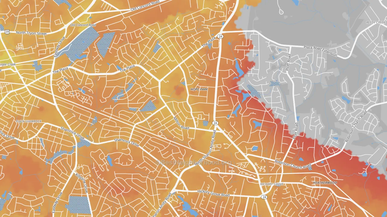Transit Grade map of Oak Forest, Charlotte, NC