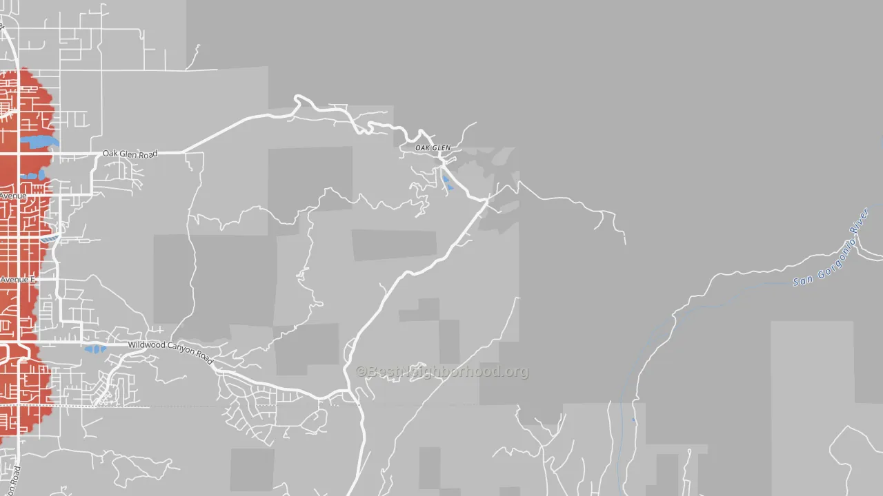 Transit Grade map of Oak Glen, CA