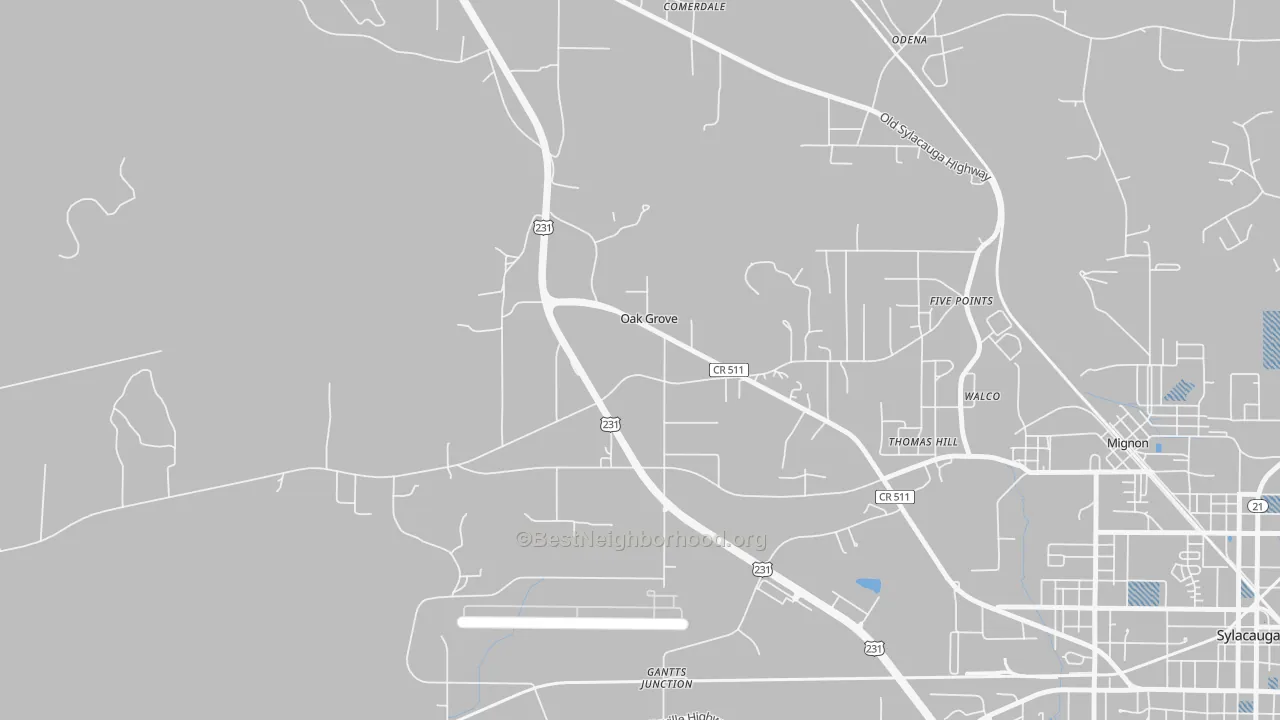 Transit Grade map of Oak Grove, AL