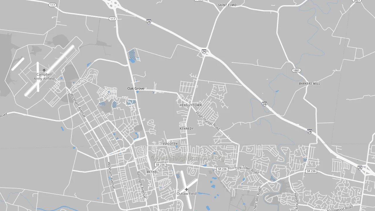 Transit Grade map of Oak Grove, KY