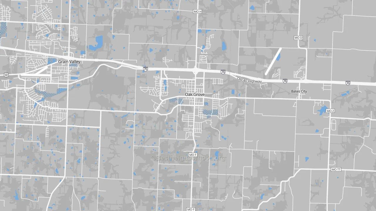 Transit Grade map of Oak Grove, MO
