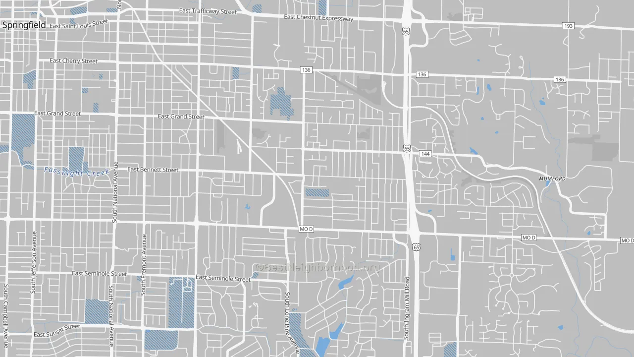 Transit Grade map of Oak Grove, Springfield, MO