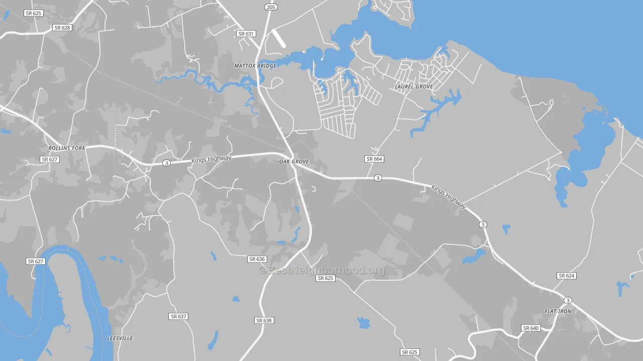 Transit Grade map of Oak Grove, VA