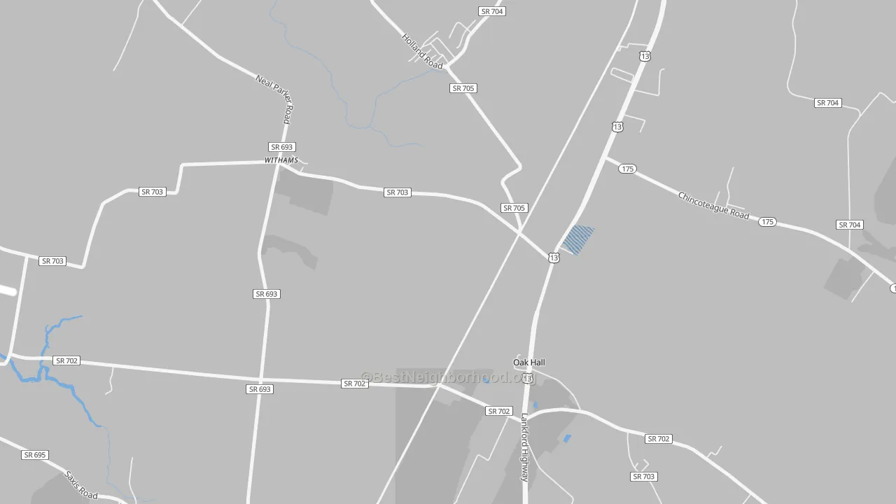 Transit Grade map of Oak Hall, VA