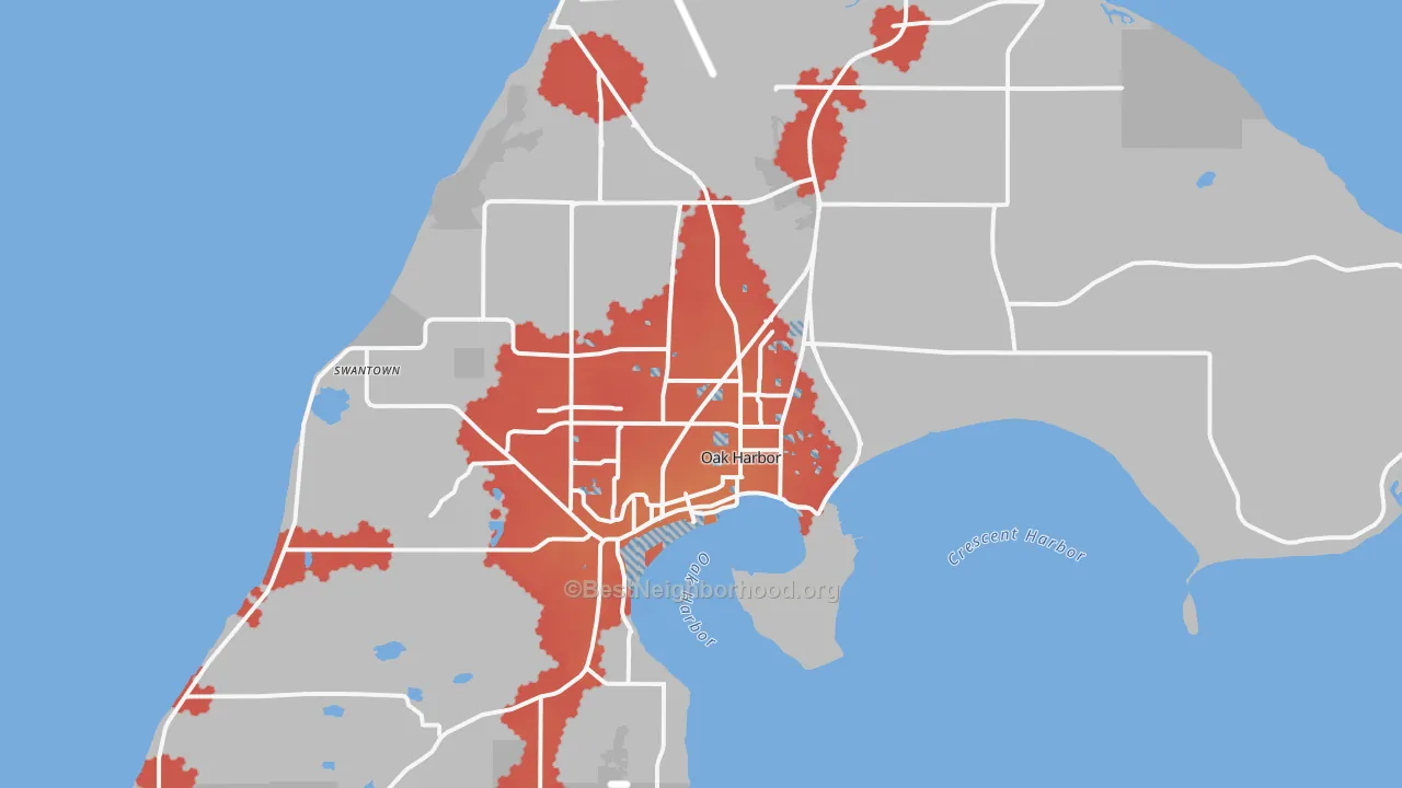 Transit Grade map of Oak Harbor, WA