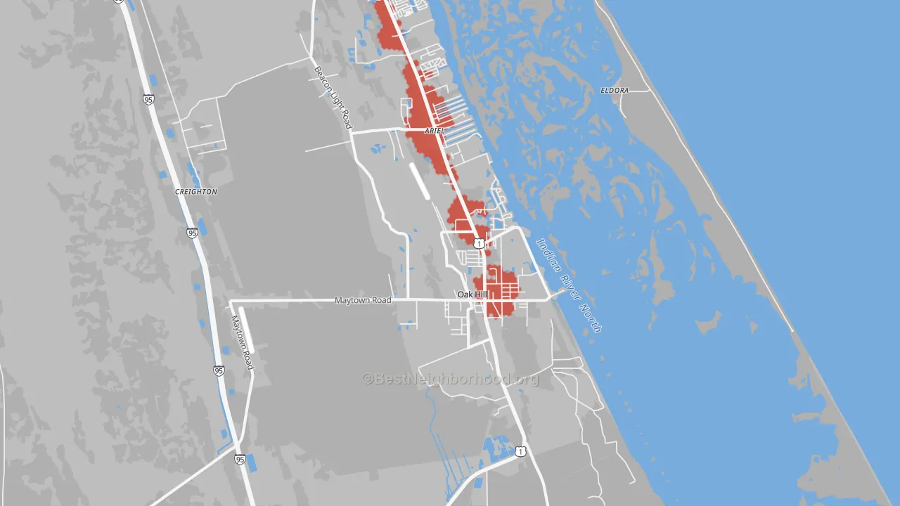 Transit Grade map of Oak Hill, FL