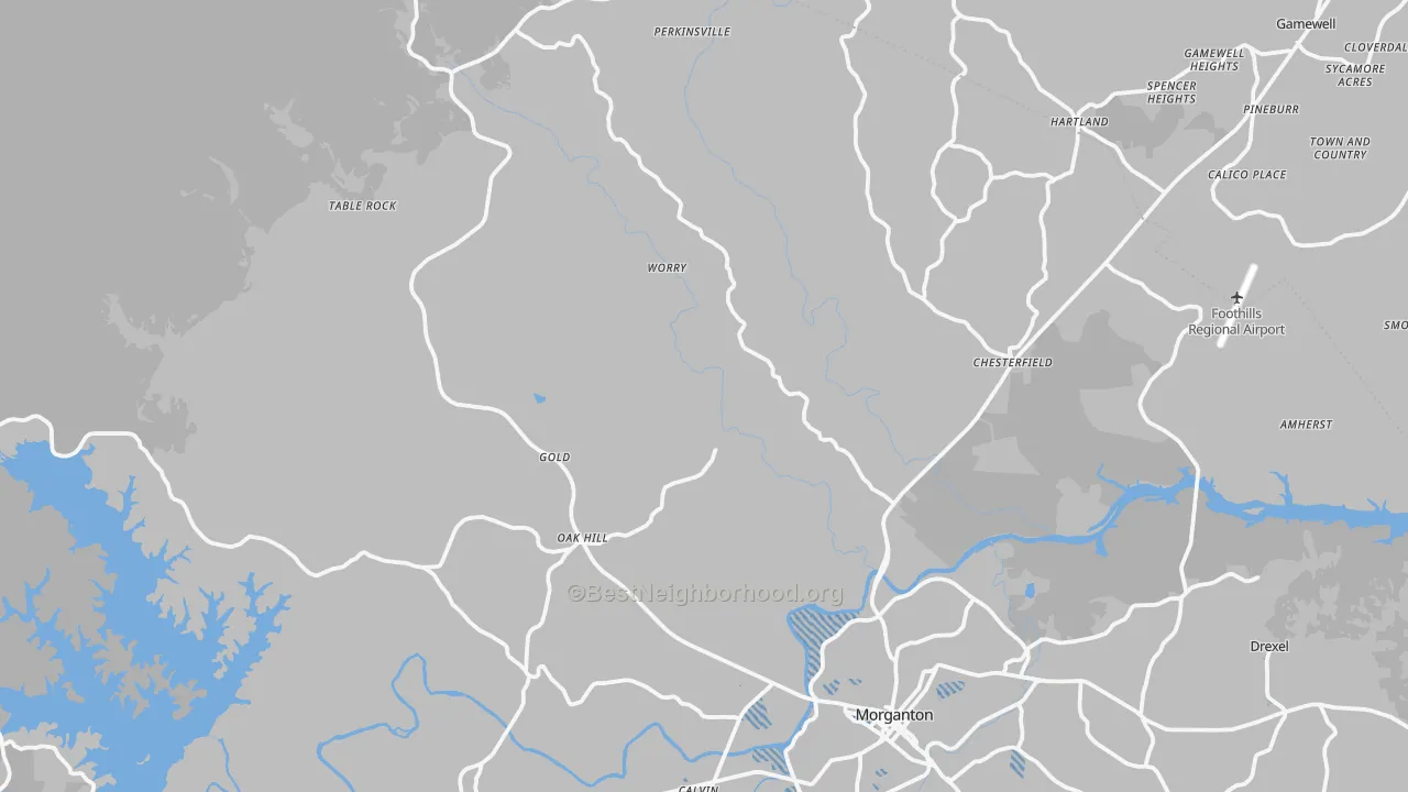 Transit Grade map of Oak Hill, NC