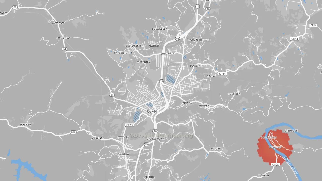 Transit Grade map of Oak Hill, WV