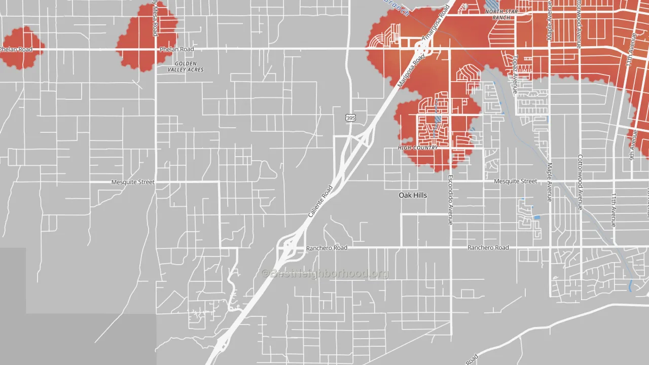 Transit Grade map of Oak Hills, CA